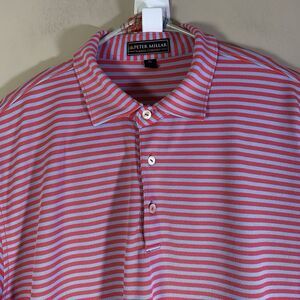 Peter Millar Polo Shirt Men XL  Red Blue Striped Golf  Summer Comfort Stretch